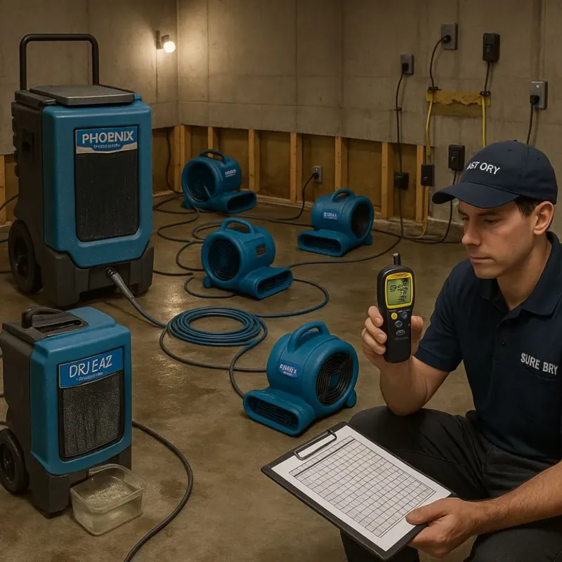 Structural Drying and Dehumidification process in Lakesite, TN